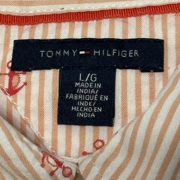 Tommy Hilfiger Women's Anchor Shirt Pink Stripes Nautical Boat Pattern Size Lg - Picture 6 of 13